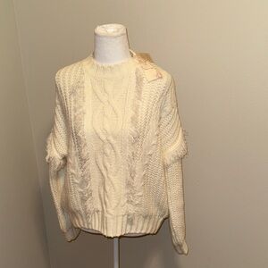 Women’s Hem & Thread Cream Sweater- New with Tags- Medium